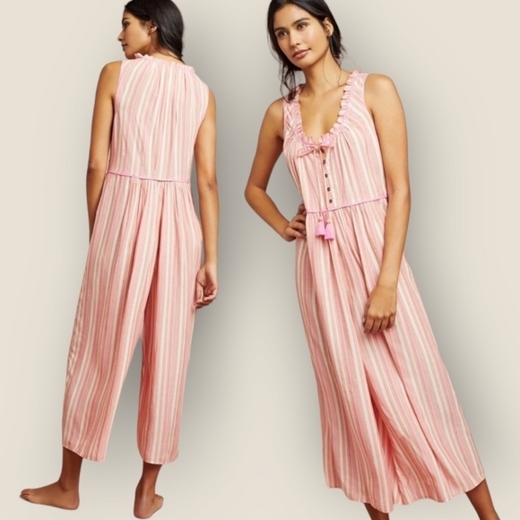 Anthropologie Cream, Orange & Pink Visayas Striped Jumpsuit - XS - Picture 5 of 11
